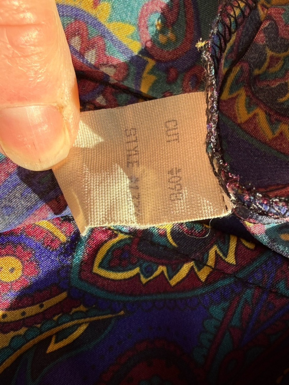 Vintage 90s Paisley Satin Blouse Jewel Tone Worthington Top Size 12 Retro - Picture 10 of 10